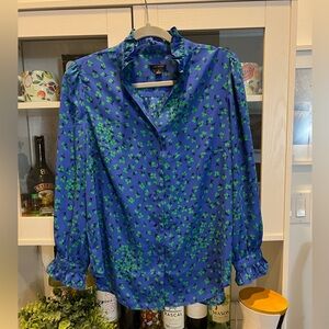 Ann Taylor Blue Ruffle Blouse